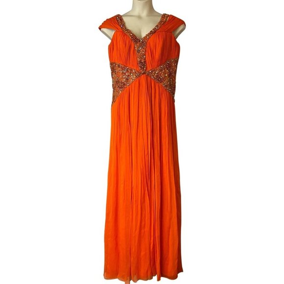 orange silk prom dress